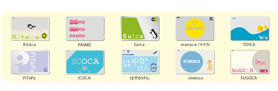 Kitaca, PASMO, Suica, manaca, TOICA, PiTaPa, ICOCA, Hayakake, nimoca, SUGOCA