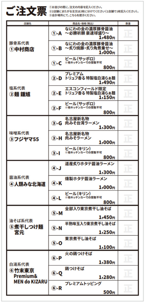 ご注文票イメージ