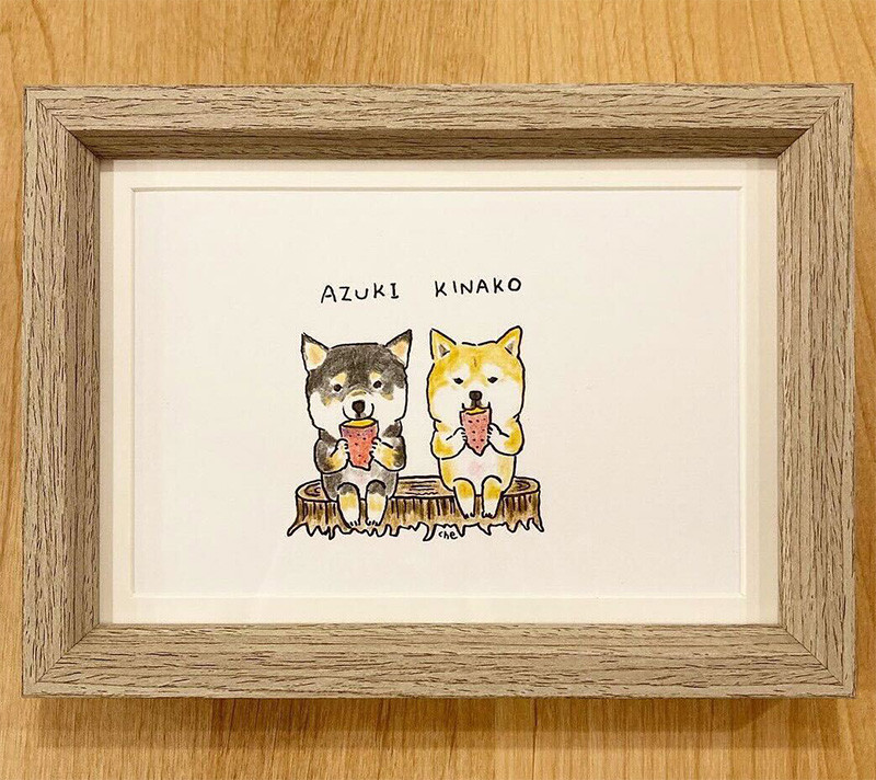 わんちゃんをモデルにした絵画
